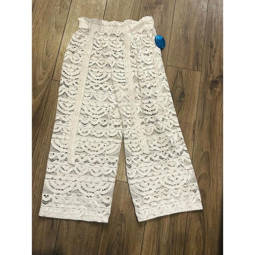 Decree White Lace Swim Cover-Up Pants NWT Size Small Boho Wide Leg